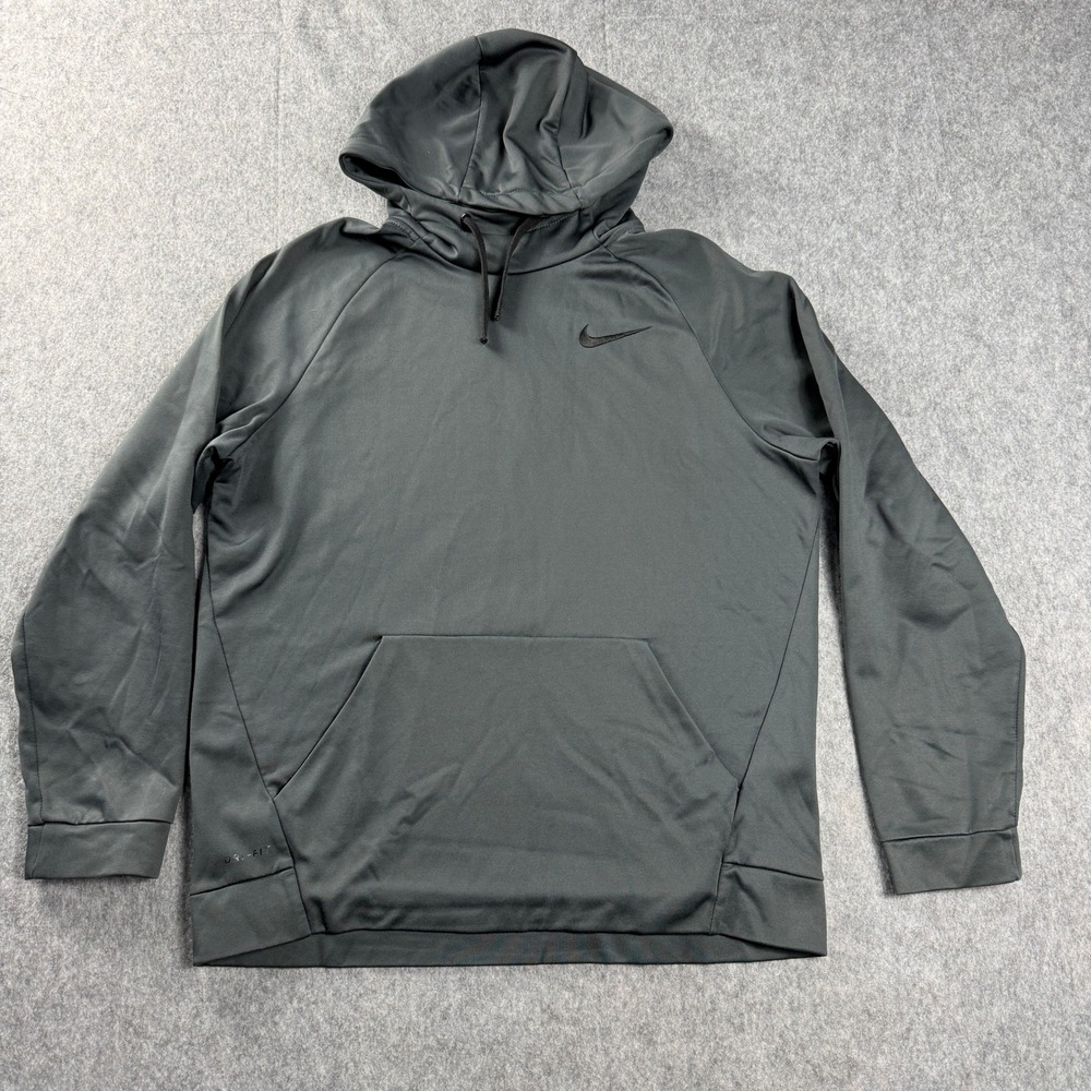 Nike Dri-FIT Mens Sweatshirt L Dark Gray Training Hoodie Pullover